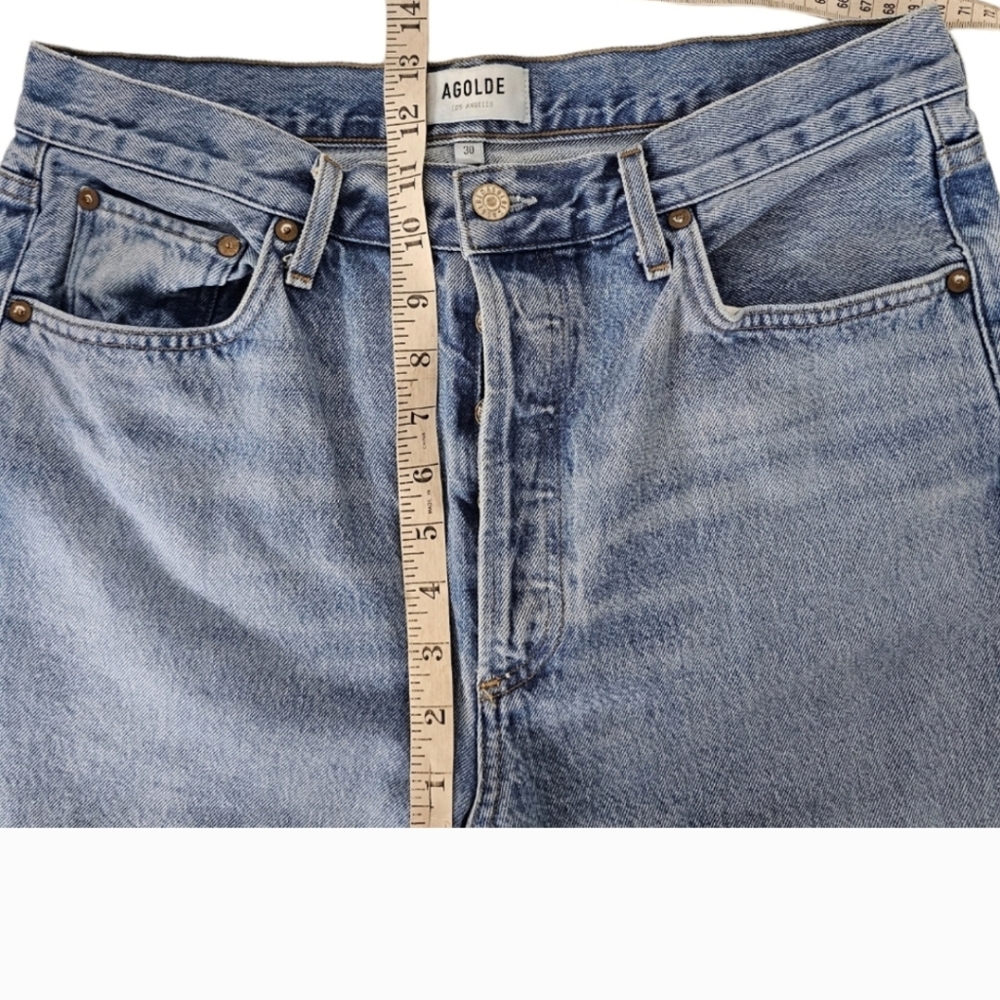Agolde Riley High Rise Jean Light Wash Button Fly Size 30 - Picture 4 of 7